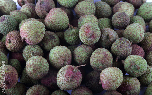 Lychee background. Tropical fruits