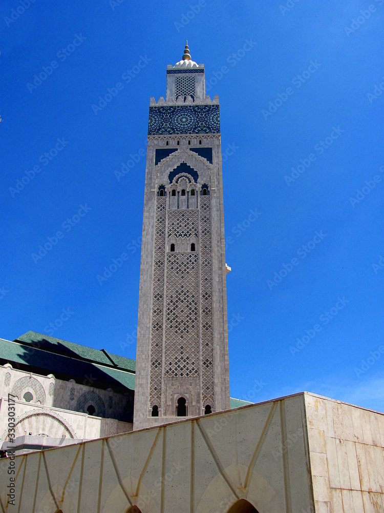 A partial view of Hasan II mosque in Casablanca, Morocco. It is one of the biggest mosques in the world.