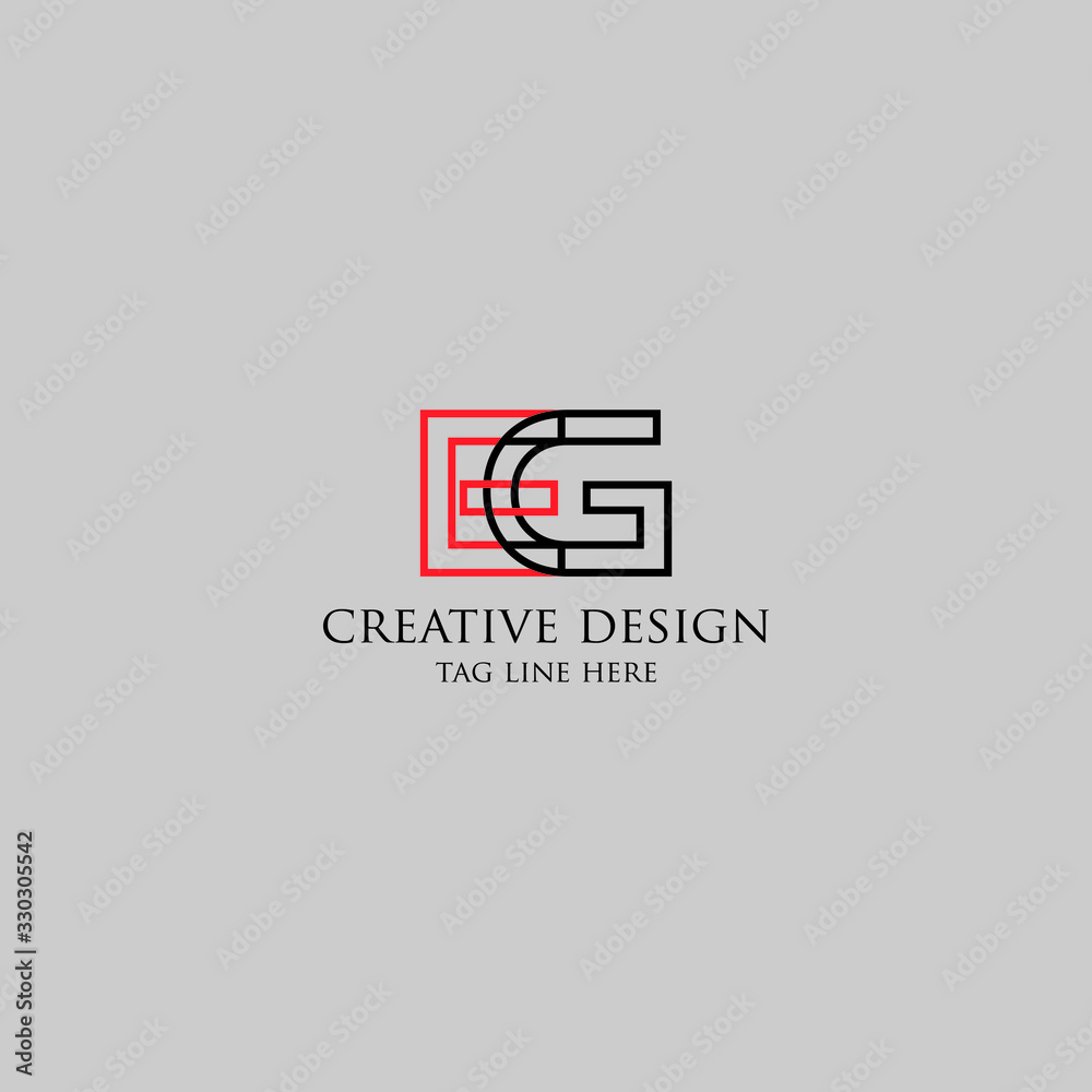 Obraz premium Abstract letter EG logo design. Minimal emblem outline design .