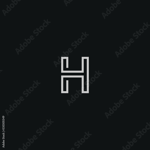 Abstract letter H  logo design. Minimal emblem outline design .