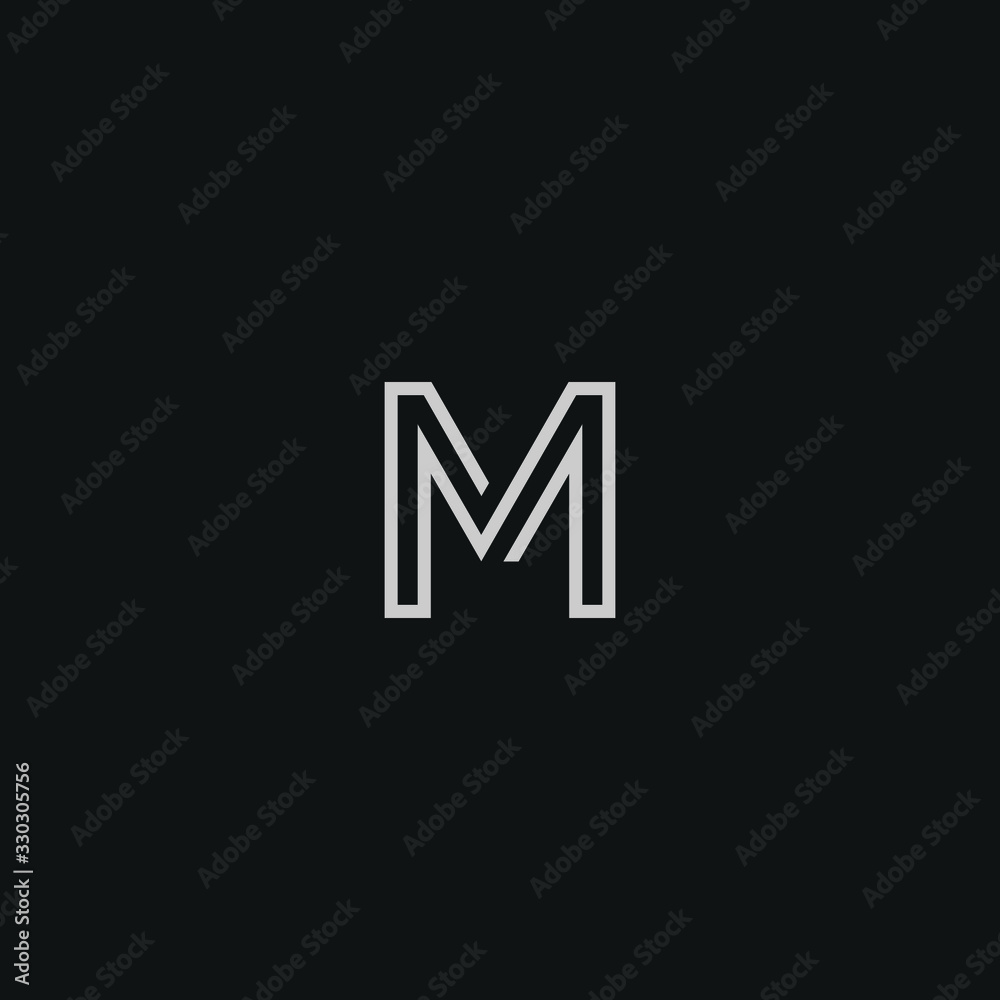 Abstract letter M logo design. Minimal emblem outline design . Abstract letter M logo design. Minimal emblem outline design .