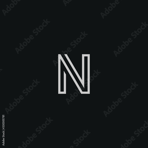 Abstract letter N logo design. Minimal emblem outline design .