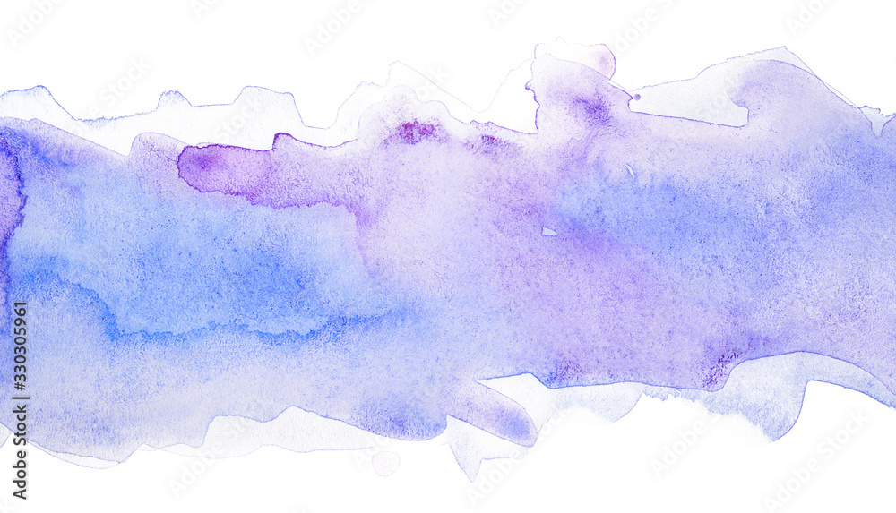 Light watercolor strip blue-violet on a white background layered with drips