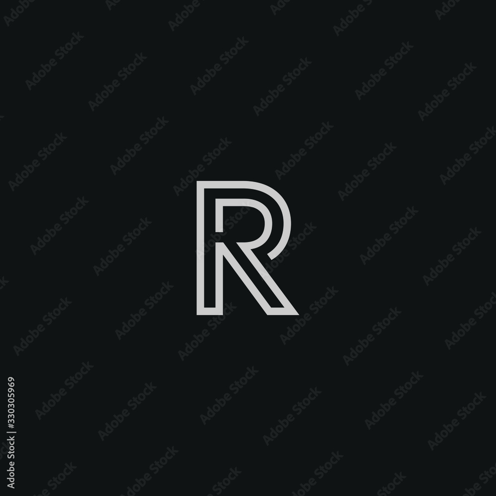 Abstract letter R logo design. Minimal emblem outline design . Abstract letter R logo design. Minimal emblem outline design .