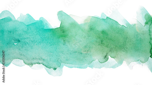 A green stripe with a blue tint of color. Watercolor element