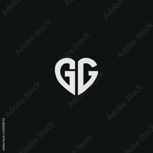 Abstract letter GG logo design. Minimal emblem design template. 