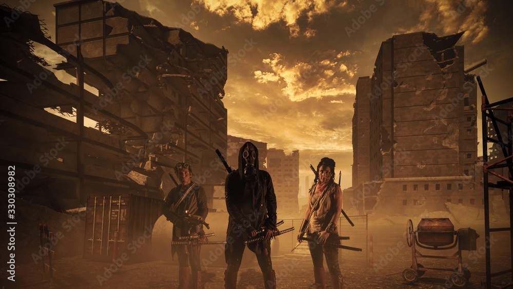 Obraz na plátně Apocalypse survivor concept, Ruins of a city