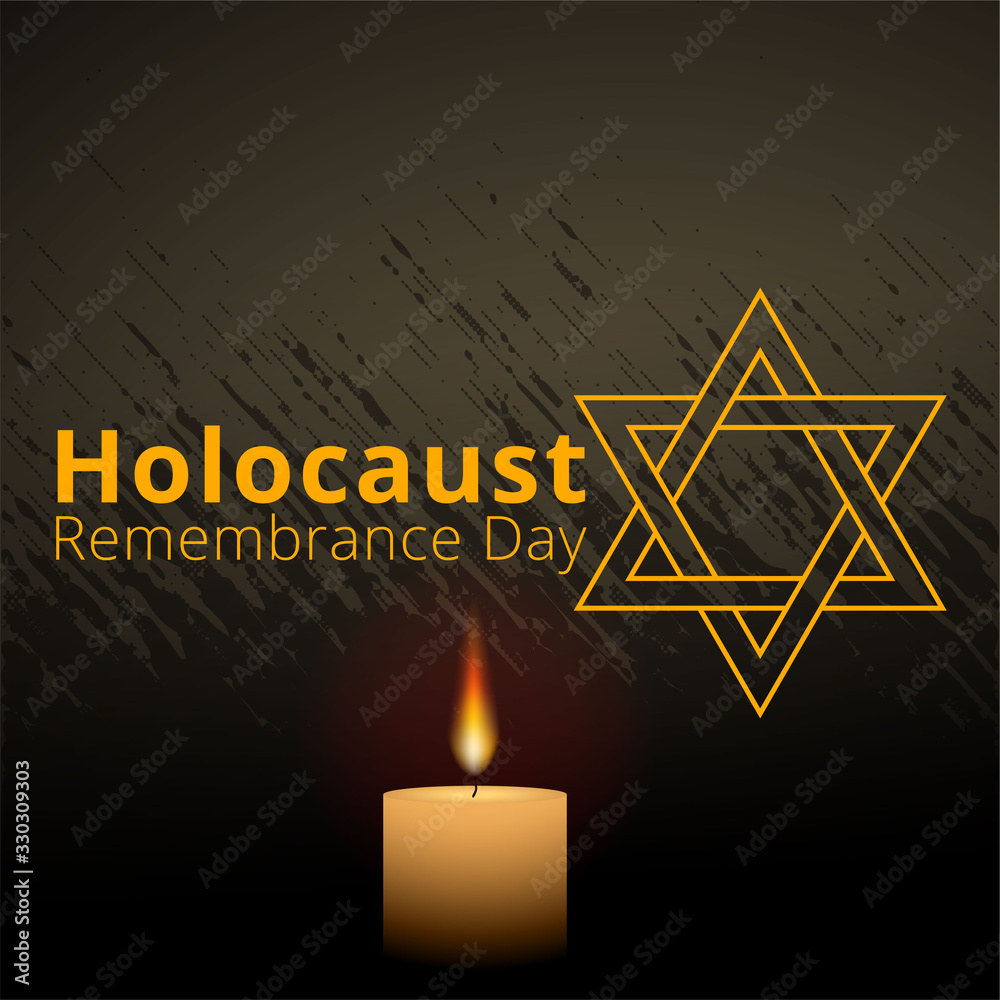 Φωτογραφία Jewish star with barbed wire and candles, International Holocaust Remembrance Day poster, January 27