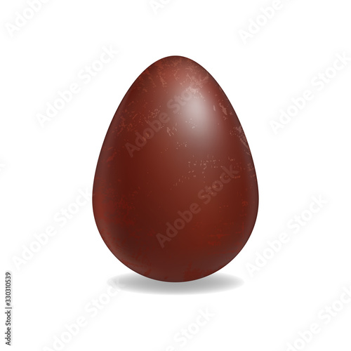 Chocolate 3d egg close-up. Chocolate 3d egg on a white background isolate. Vector stock illustration. Happy easter. Eps 10. 