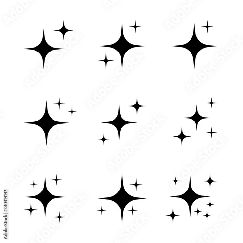 Vector set of black sparkles. Collection of star sparkles symbol