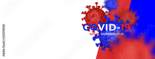 Novel Coronavirus COVID-19 3d realistic clean banner illustration template vector with copy space