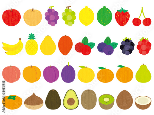 手描き風かわいいフルーツセット-Fruits set