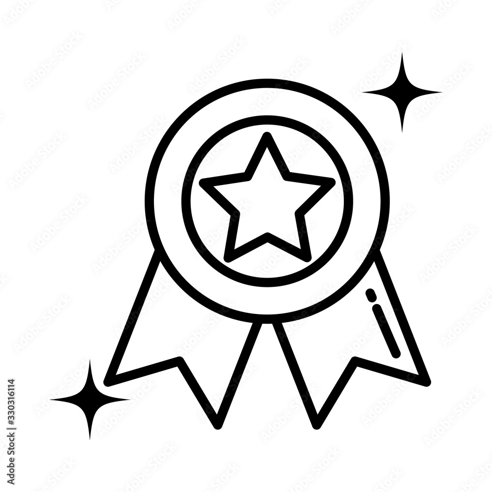 badge with red ribbon , line style icon badge with red ribbon , line style icon