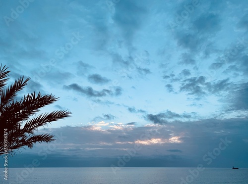 sky and sea. Beautiful sunset on Cyprus