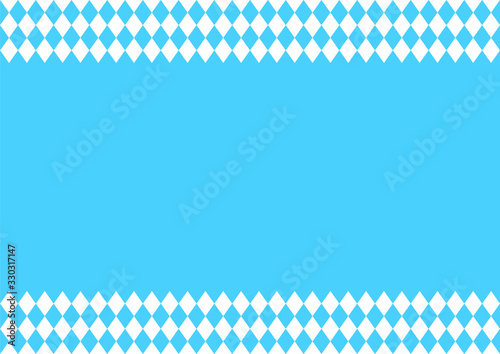 Oktoberfest background with blue-white checkered pattern, banner 