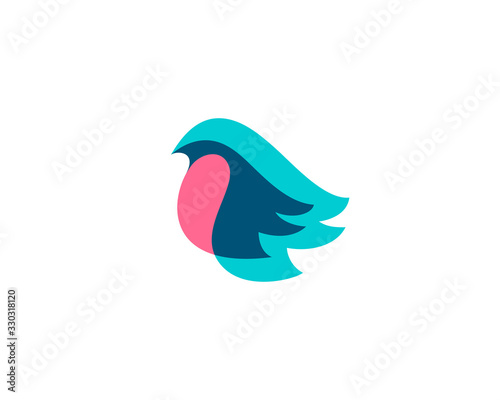 Bird logo design abstract modern color overlay style illustration. Bullfinch vector icon symbol identity logotype