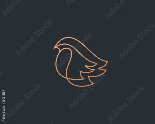 Bird logo design abstract modern linear style illustration. Bullfinch vector icon symbol identity logotype