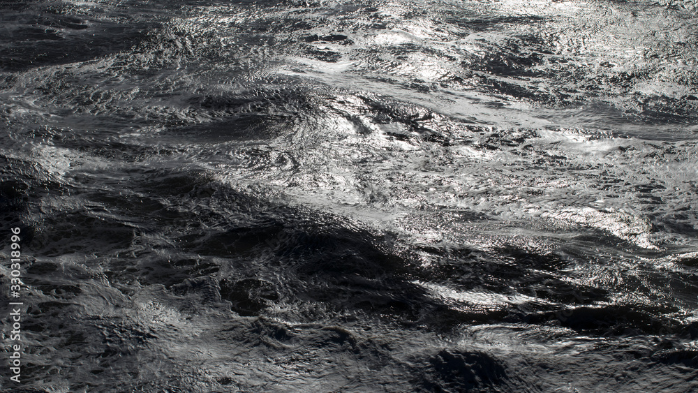 Naklejka premium fond de surface de la mer avec des ondulations, tempete, 