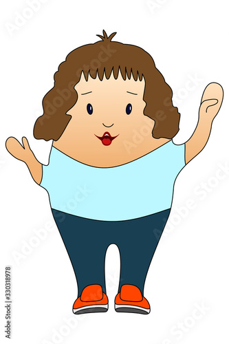 Woman with a birth defect in her arm. Character in a flat style. Isolated on a white. Disabled person, active lifestyle. Life with disabilities.