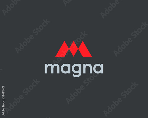 Abstract bright letter M logo design. symbolic mountains from the letter m creative minimal vector monogram symbol, logotype