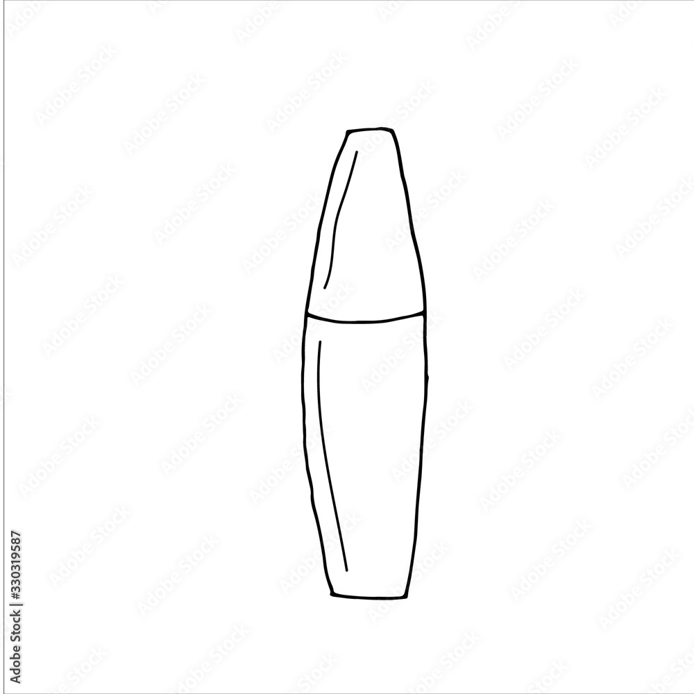 Mascara with brush isolated on white background. Hand drawn single vector illustration in cartoon doodle style. Mascara with brush isolated on white background. Hand drawn single vector illustration in cartoon doodle style.