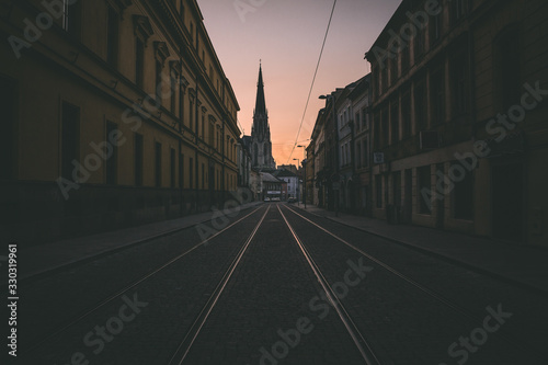 Empty street during the early morning in the center of historic Olomouc. © Lukas Kubala