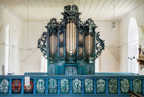 Deutschland; Funnix, St. Florian Kirche, historische Orgel von 1760-1762
