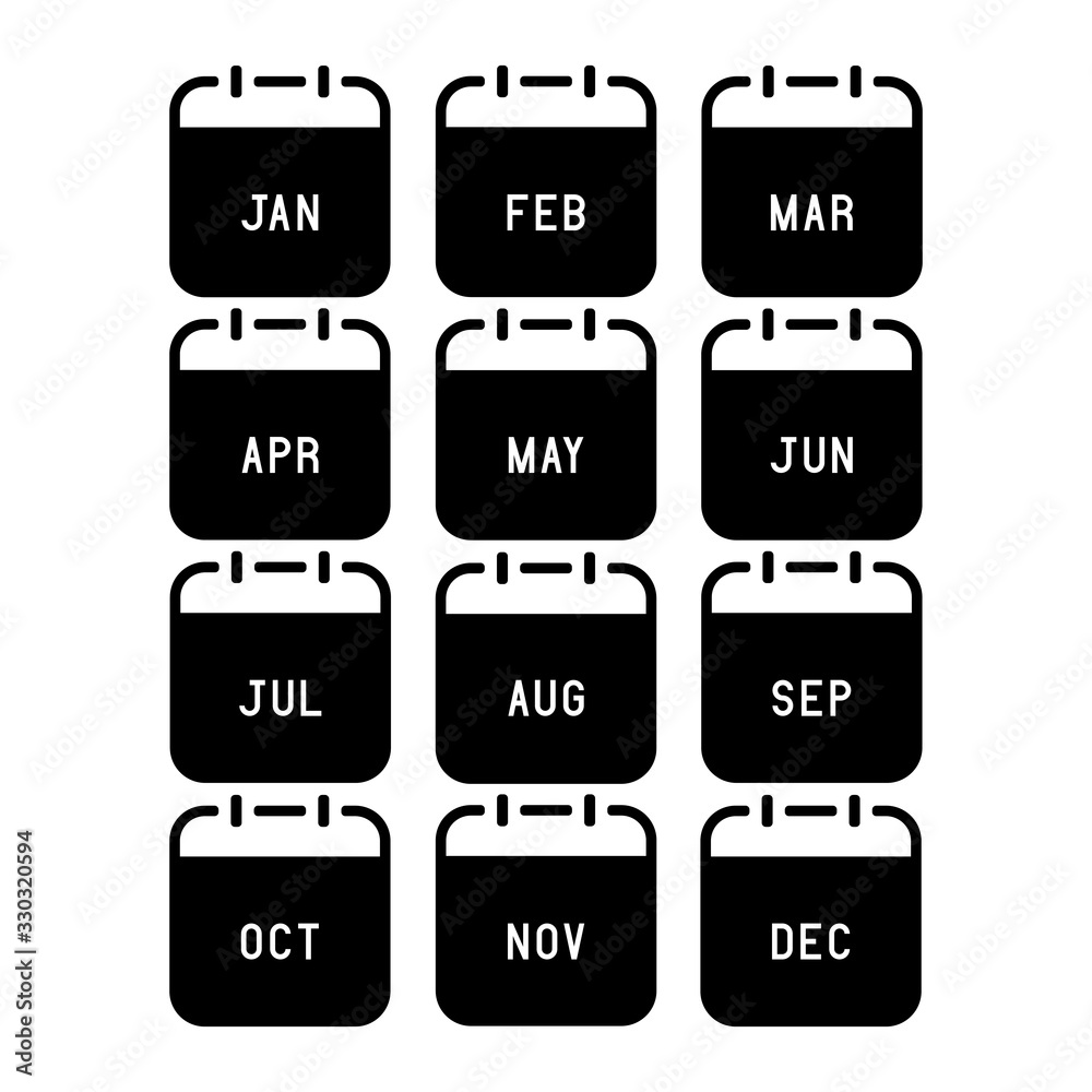 Month calendar flat icon on white background Month calendar flat icon on white background