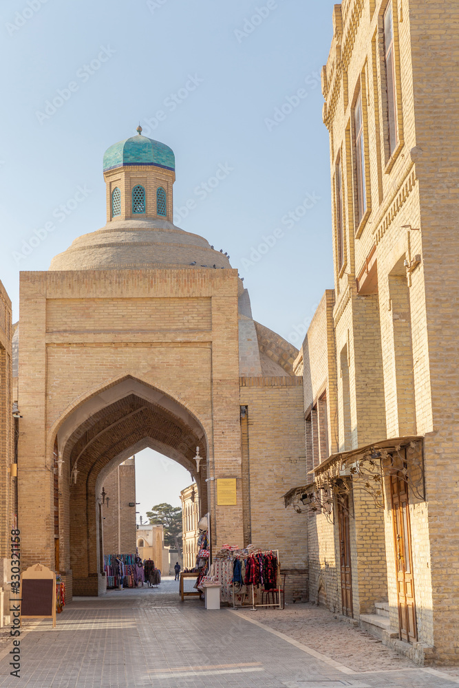 Street in the historical center of Bukhara. Bukhara city, Uzbekistan