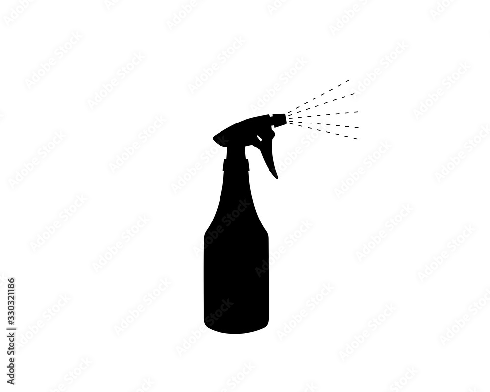 Vetor de Black silhouette of a disinfectant spray bottle squirting mist,  vector illustration do Stock | Adobe Stock