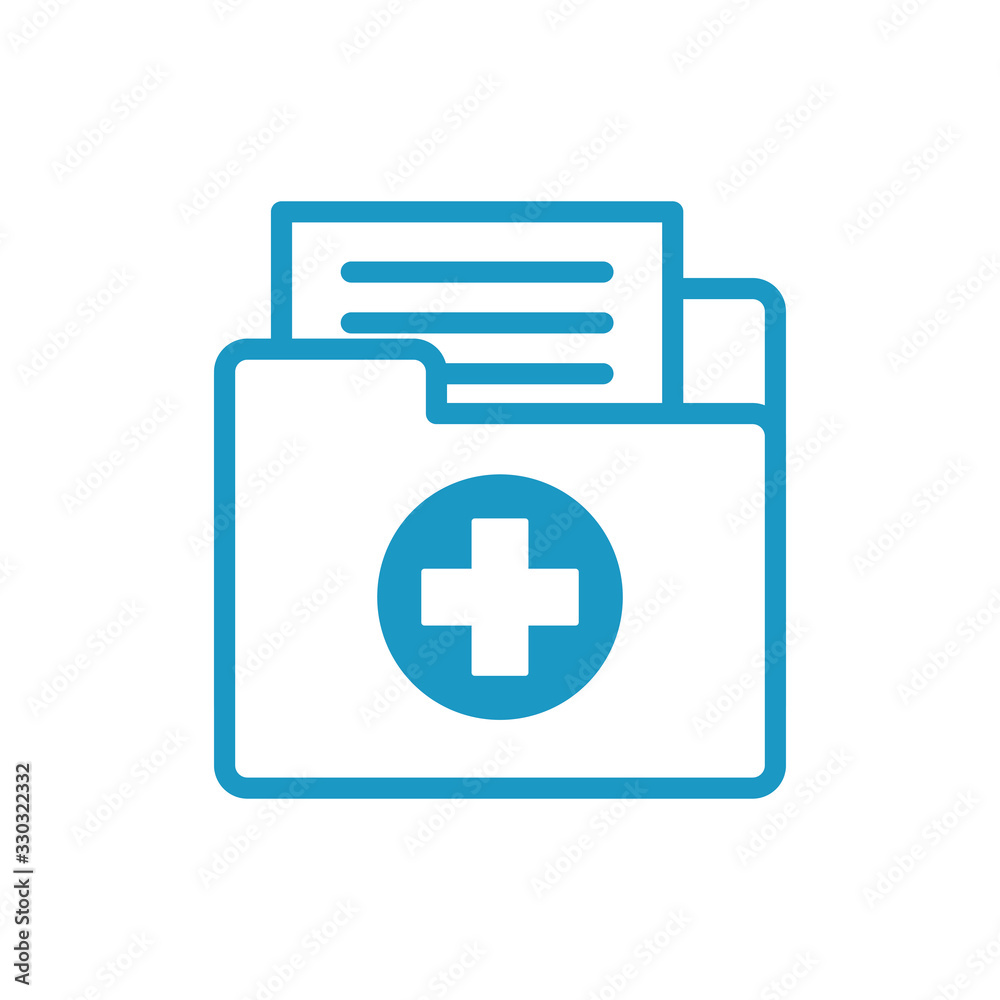 medical cross in folder documents line style medical cross in folder documents line style