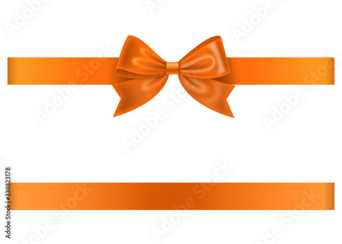 orange ribbon and bow isolated on white