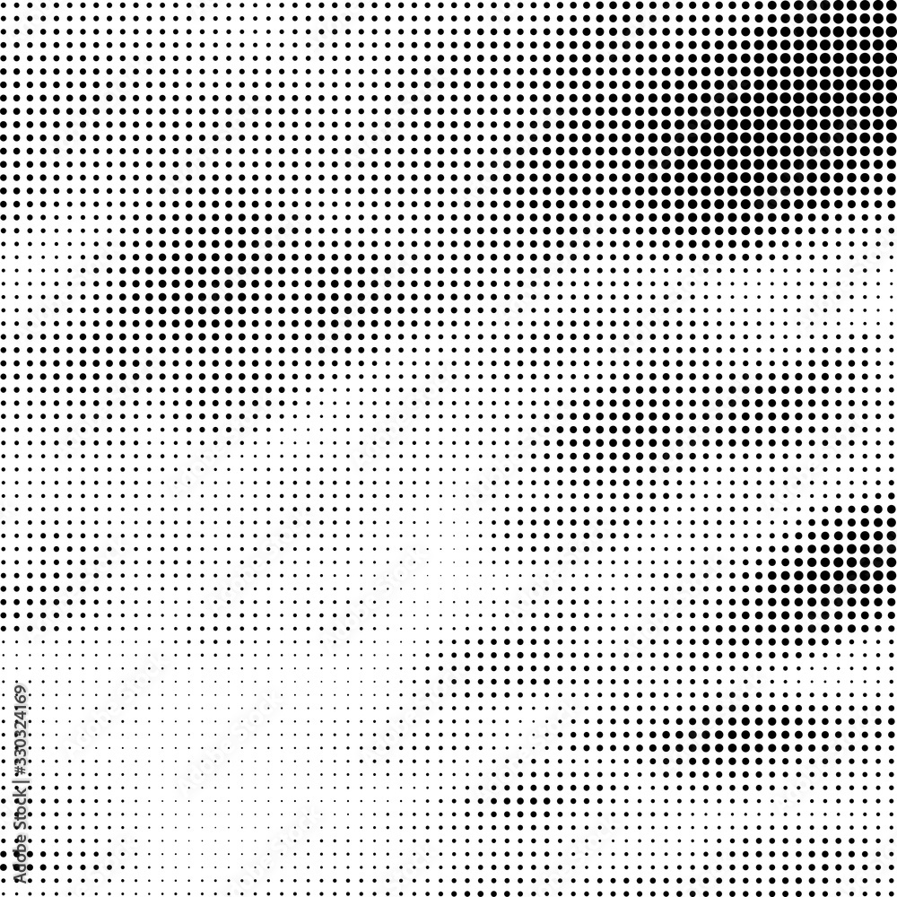 Halftone Pattern. Set of Dots. Dotted Texture on White Background. Overlay Grunge Template. Distress Linear Design. Fade Monochrome Points. Pop Art Backdrop.