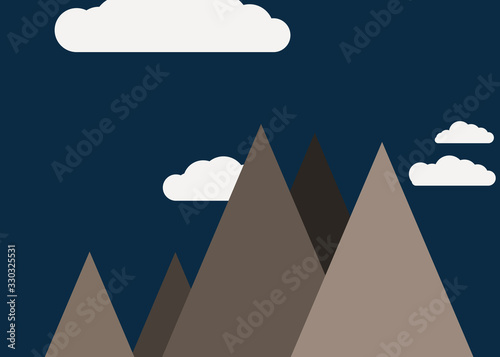 Mountains Panorame Abstract Random Placed Generative Art background illustration