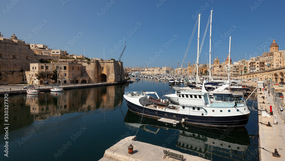 Boat in Valletta Harbor in Malta