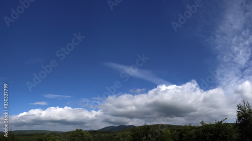 Hills and blue sky. Summer. Panorama