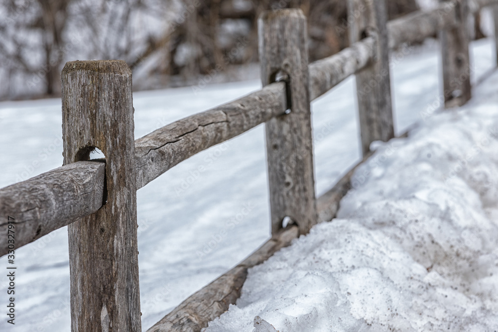 Old wooden fence in the countryside