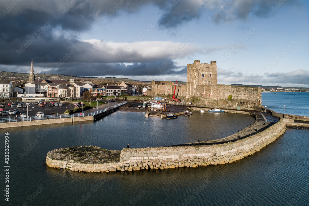 Carrickfergus, Northern Ireland. Castle, harbor and town