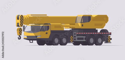Vector mobile crane. Isolated telescopic crane truck. Illustration