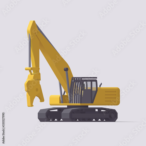 Vector demolition excavator. Isolated illustration