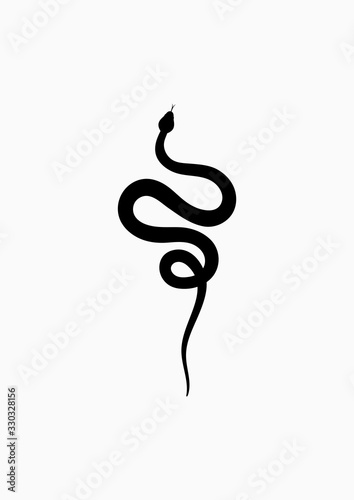 Black silhouette snake. Isolated symbol. Vector illustration
