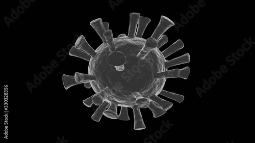 3D rotating model Coronavirus Covid-19 virus white color with black background, Full Hd 50fps video