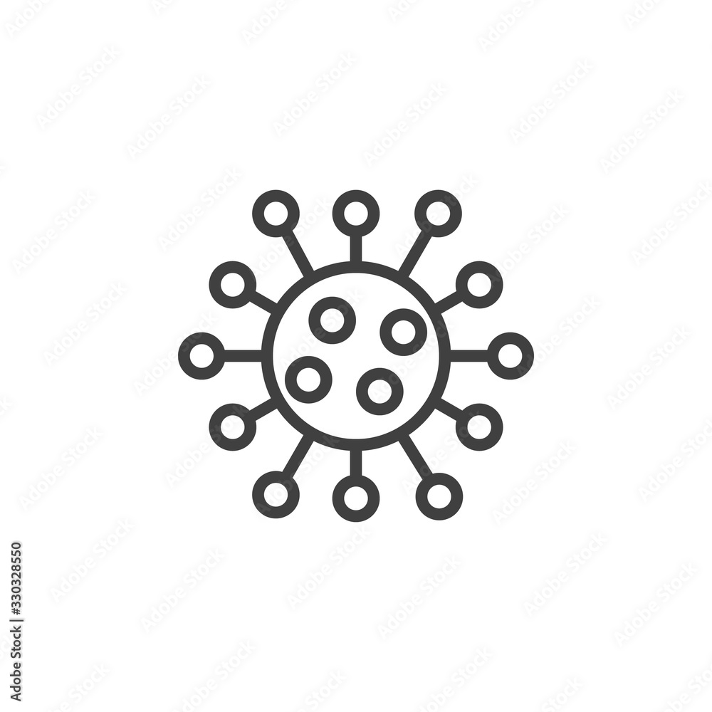 Obraz premium Coronavirus Bacteria Cell line icon. linear style sign for mobile concept and web design. 2019-nCoV novel coronavirus bacteria outline vector icon. Symbol, logo illustration. Vector graphics