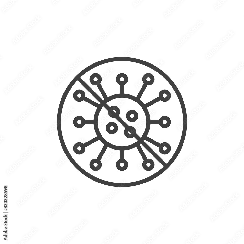Stop Coronavirus line icon. linear style sign for mobile concept and web design. No virus Infection outline vector icon. Symbol, logo illustration. Vector graphics