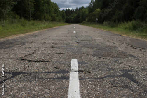 Macro old road in the forest