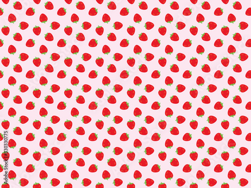 いちごのシームレスパターン- Strawberry seamless pattern vector art Pink