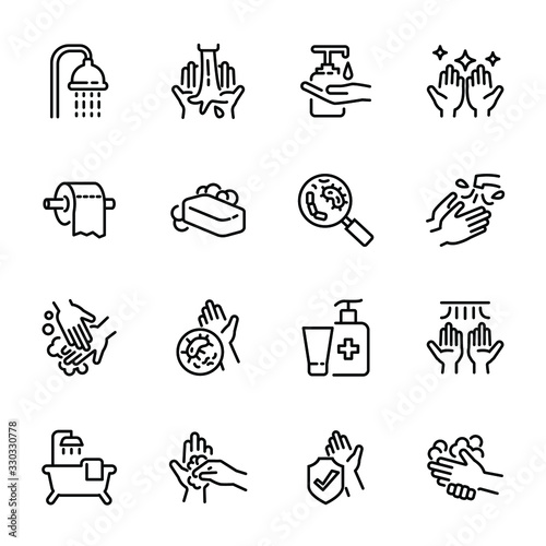 Hygiene related thin icon set 5, vector eps10.