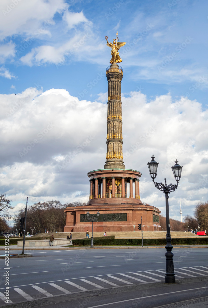 Victory column or Siegessaule, historical monument at the heart of the Tiergarten park, Berlin, Germany
