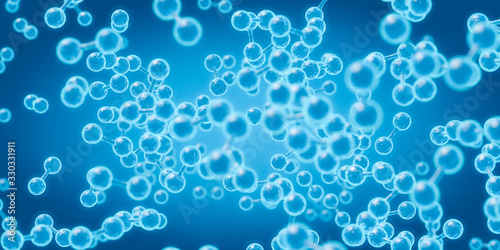 Stilisierte Wasserstoff-Moleküle in blauem Hintergrund B