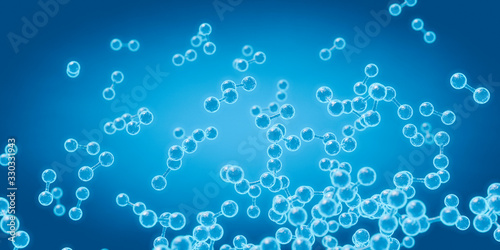 Stilisierte Wasserstoff-Moleküle in blauem Hintergrund A